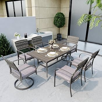 Amazon.com: Pamapic 7 Piece Patio Dining Set for 6,Wicker